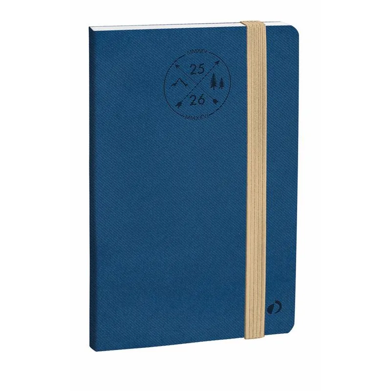 Agenda à élastique Everest Planning 16 mois - 1 semaine sur 2 pages - 15 x 21 cm - bleu denim - Quo Vadis