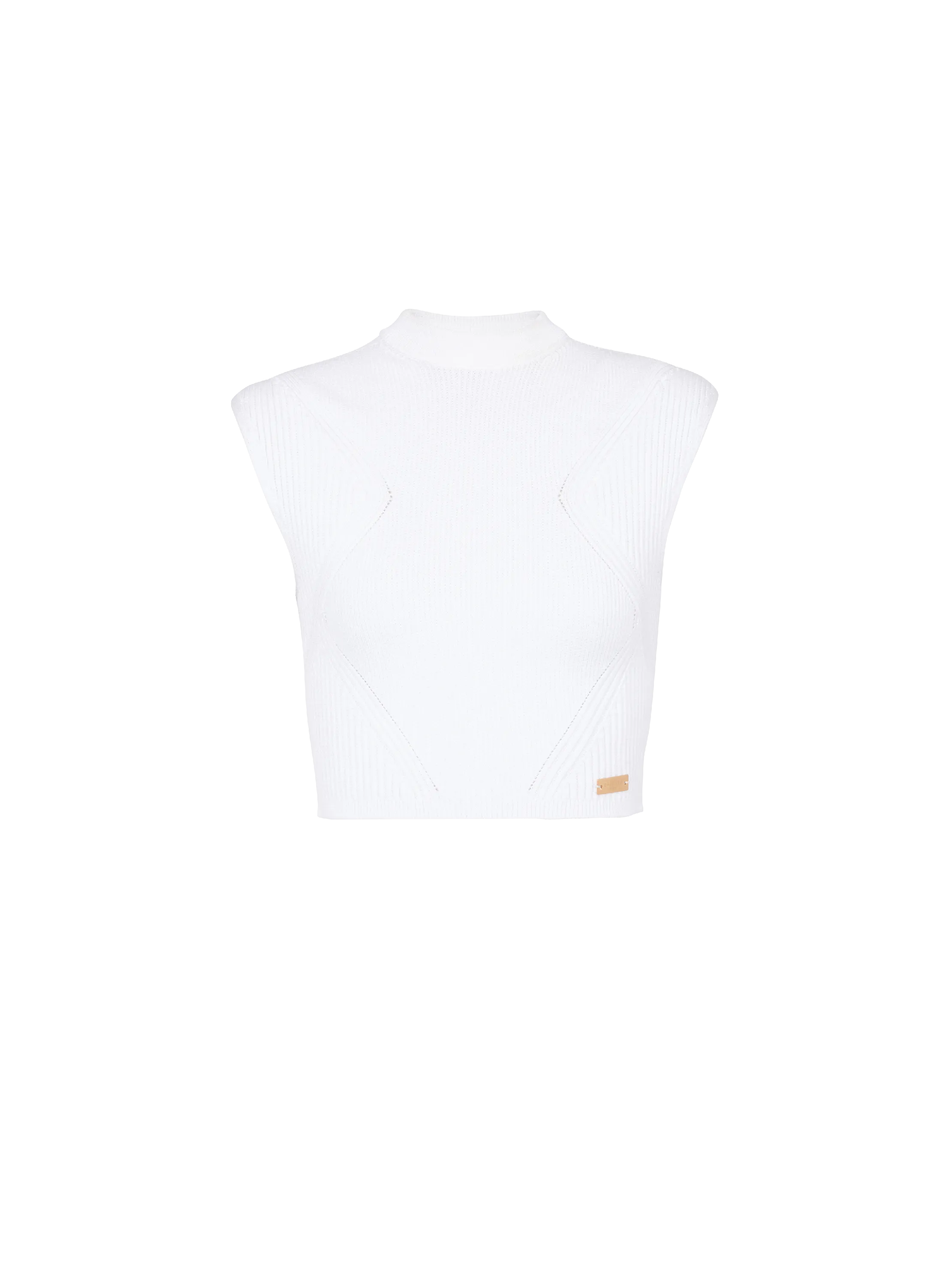 BALMAIN  Top en maille côtelée - Blanc