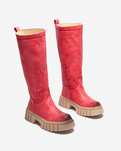 Bottes mi-mollet Astaroth pour femmes rouges - Chaussures