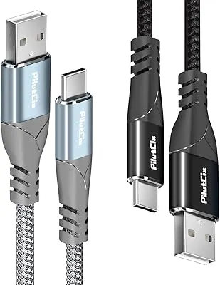 Câble usb c [pack de 2 pièces 1m + 2m] câble de charge 