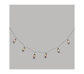 Guirlande Décorative à Piles 10 LED Bouteilles En Verre Avec Fleurs Séchées Mauves L165 Cm