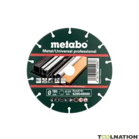 Metabo Accessoires 628549000 Disque à tronçonner diamanté 180x1,6x22,23 mm, métal/universel, professionnel
