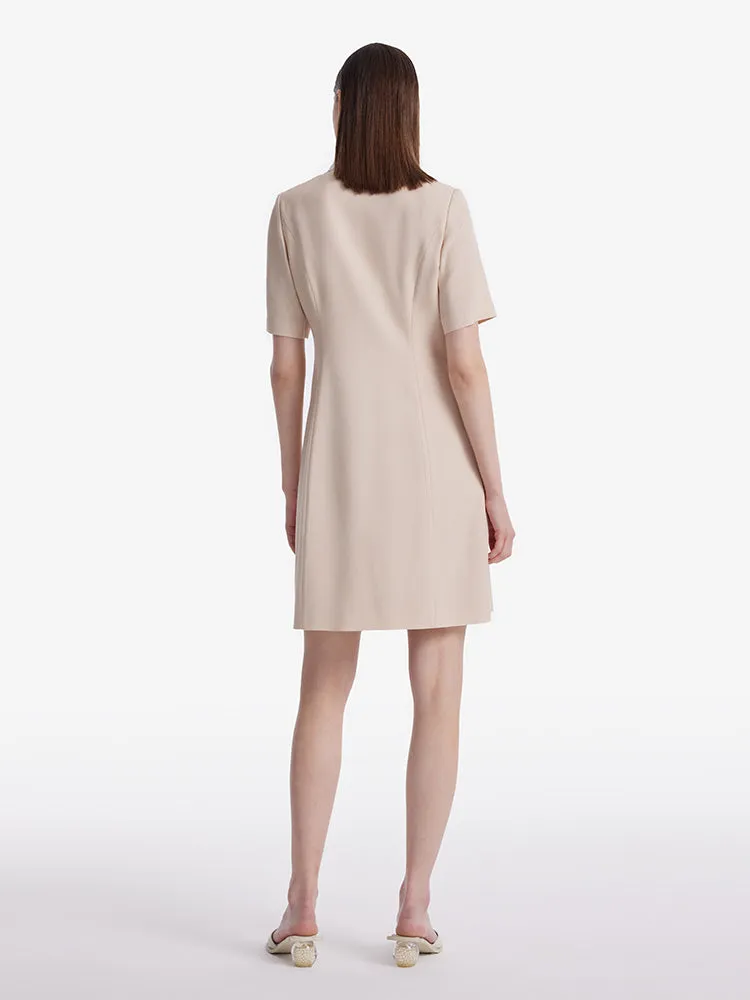 Mini-robe en acétate à simple boutonnage pour femme avec col en dentel