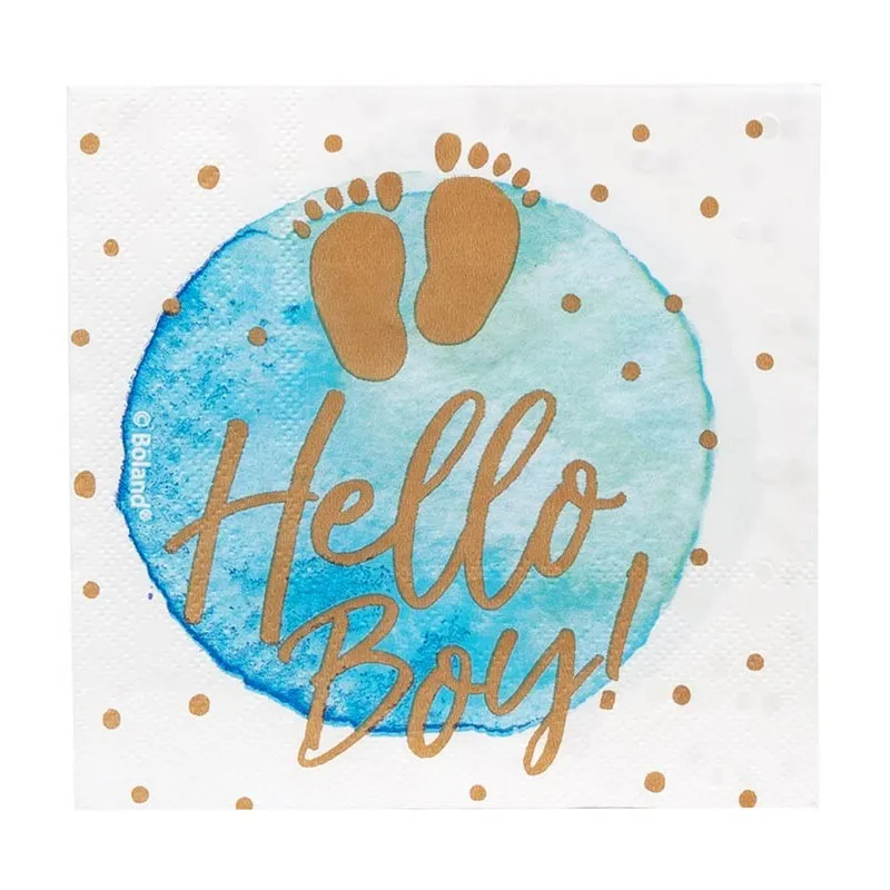 Serviettes Hello Boy Baby Shower Garçon x20